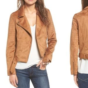 Cupcakes and cashmere faux suede moto jacket